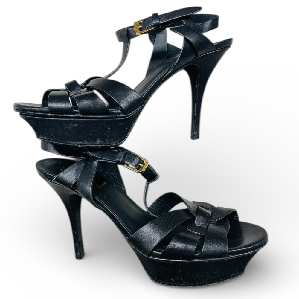 Yves Saint LaurentTribute Black Platform Heels Sandals 6.5 - Picture 9 of 10